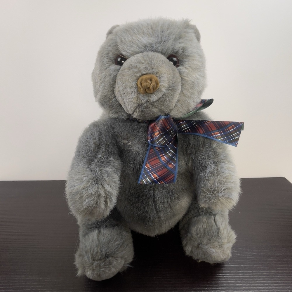 GUND Collector's Teddy Blue Thunder Gray Bear Plush 1992 Retired Stuffed Animal